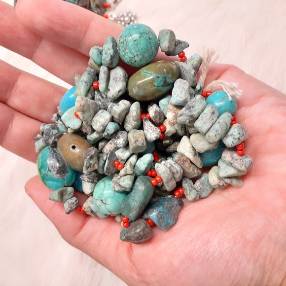 Rustic turquoise howlite Necklace and Earrings - Picture 6 of 6